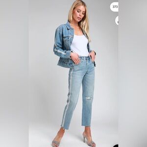 Levi’s premium women’s 501 cropped jeans with rhinestone trim down sides 27 x 26